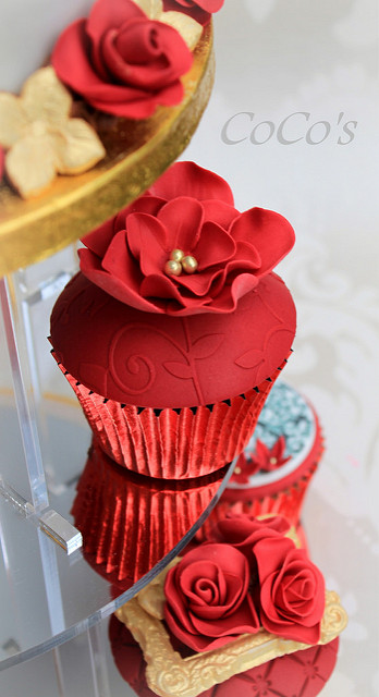 Red and Gold Cupcakes