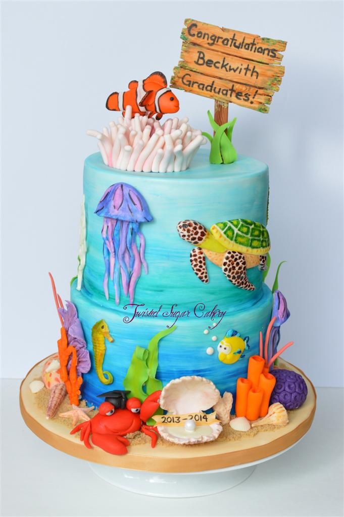 Sea-Themed Graduation Cake
