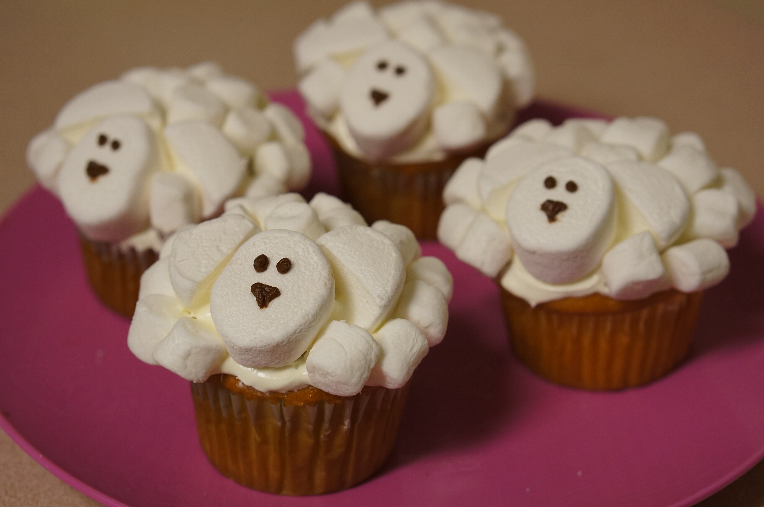 Sheep Cupcakes with Marshmallows