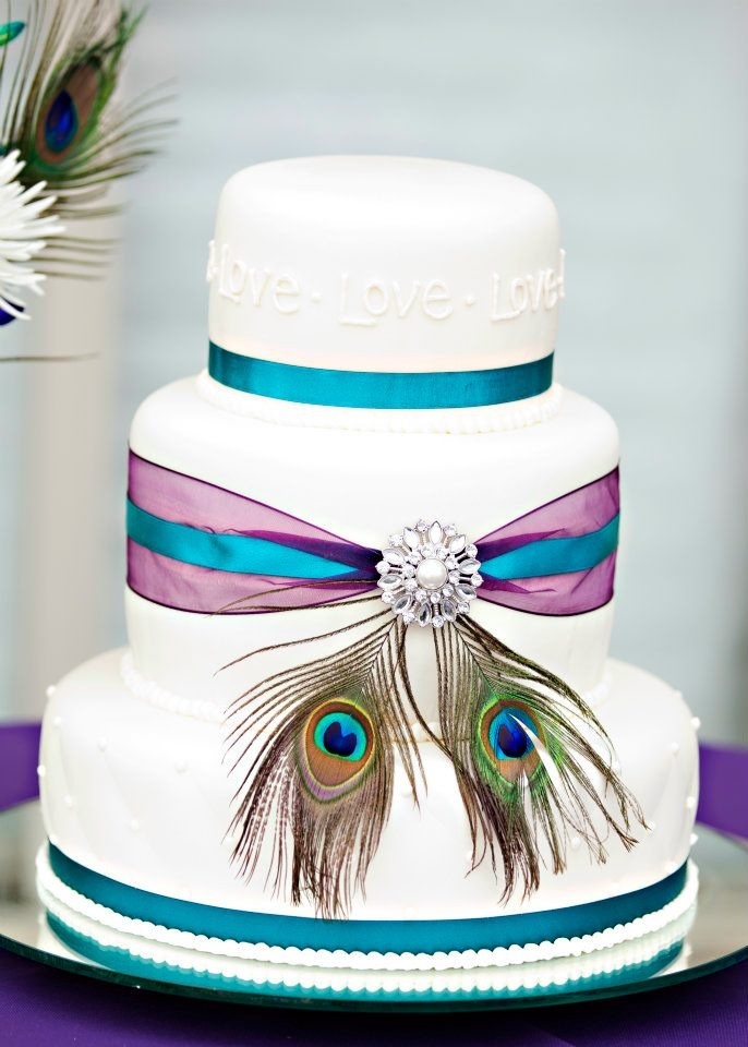 Simple Peacock Wedding Cake