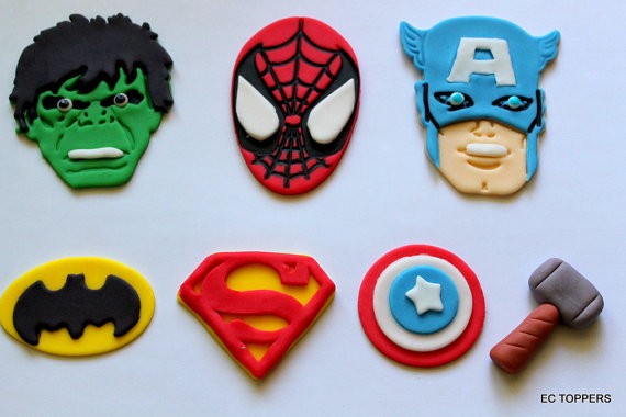 Super Hero Fondant Cupcake Toppers