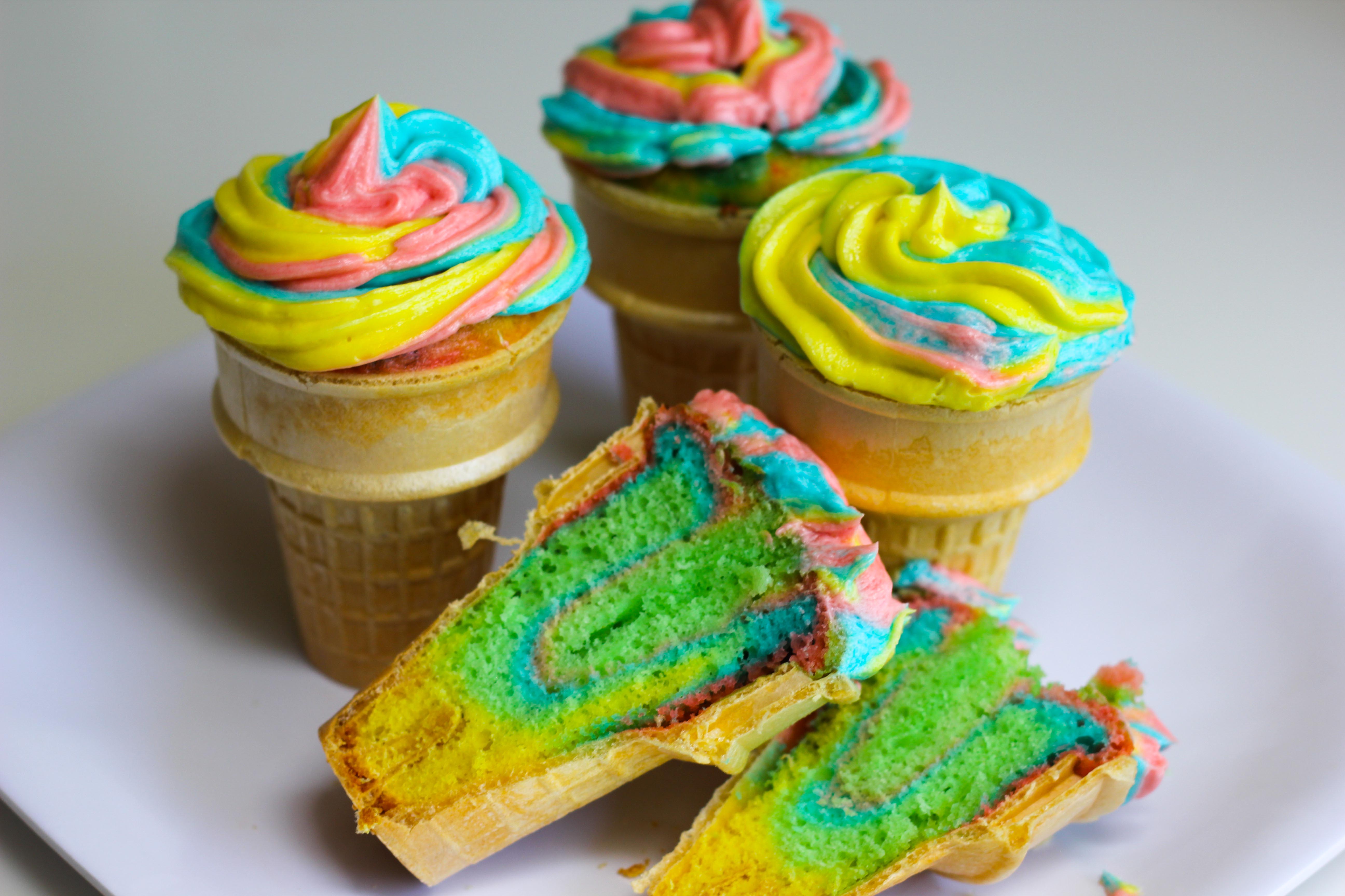 Unicorn with Ice Cream Cones Cupcakes