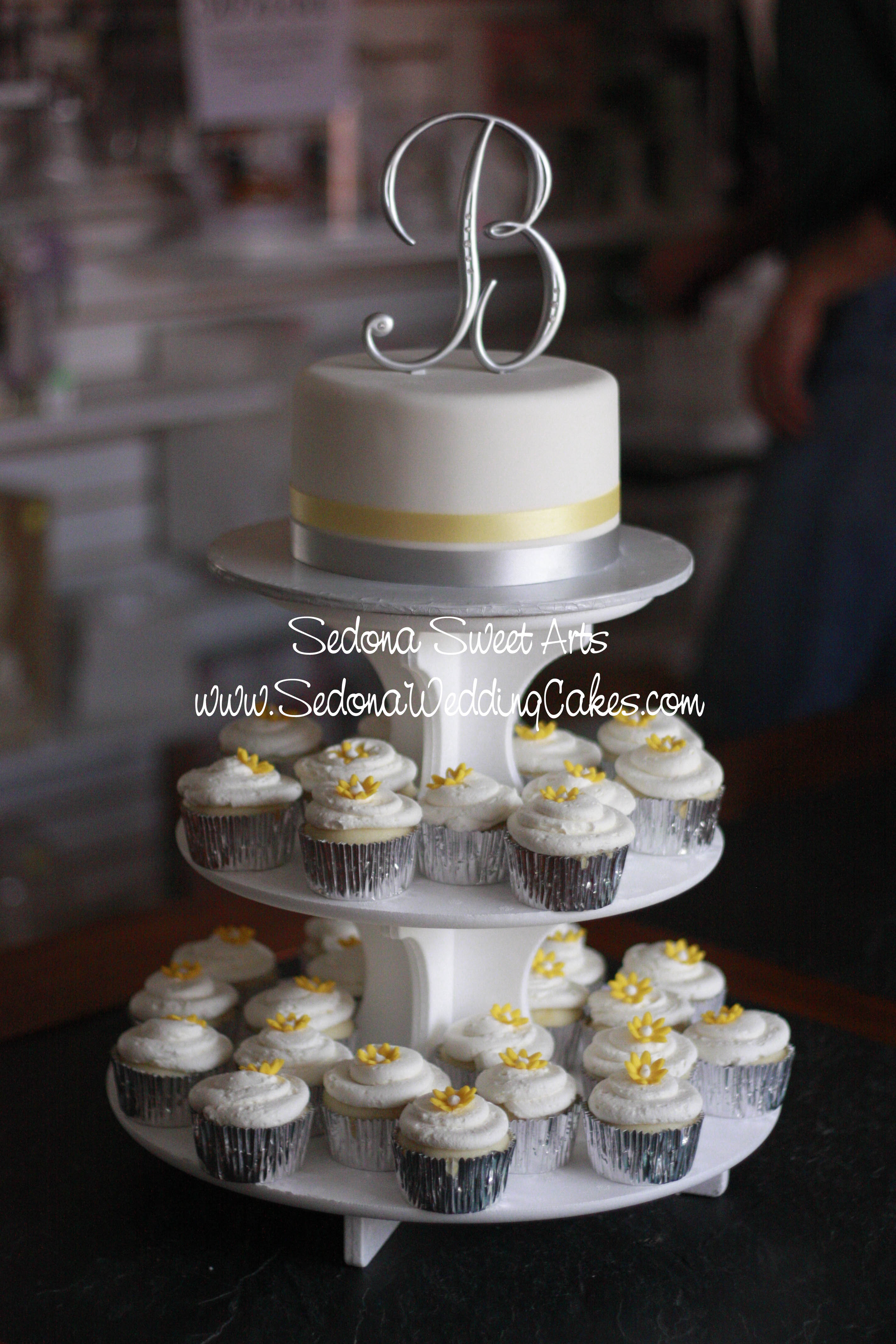 Wedding Cake with Cupcake Tower