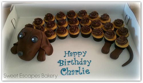 Wiener Dog Cupcake Cake