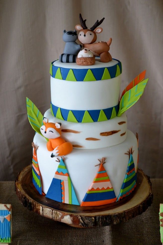 Woodland Themed Birthday Party Cake