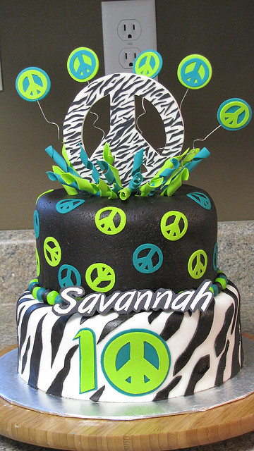 Zebra Peace Sign Cake