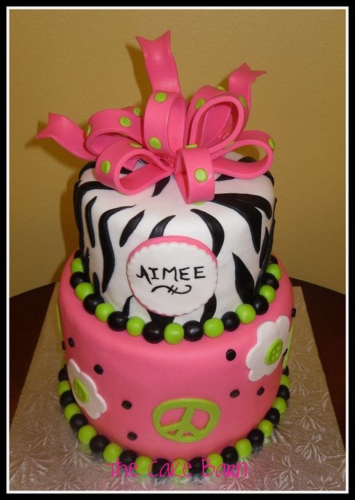 Zebra Peace Sign Cake