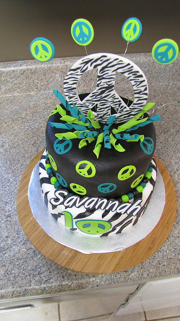 Zebra Peace Sign Cake