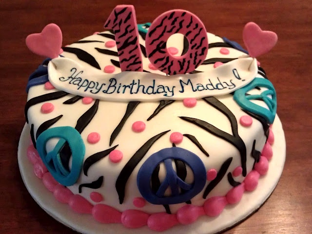 Zebra Print Peace Sign Cake