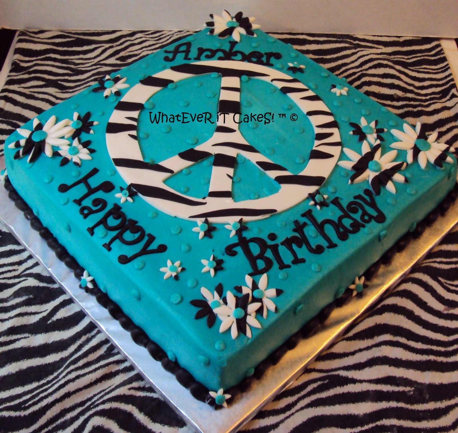 Zebra Print Peace Sign Cake