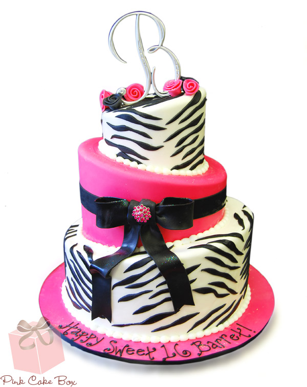 Zebra Print Sweet 16 Cake