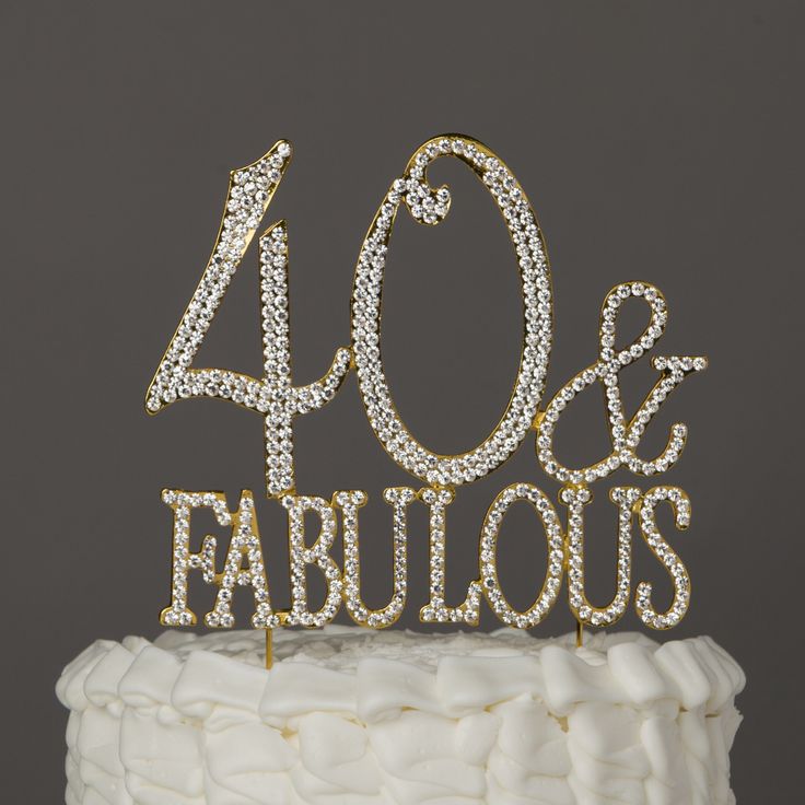 40th Gold Birthday Cake Topper