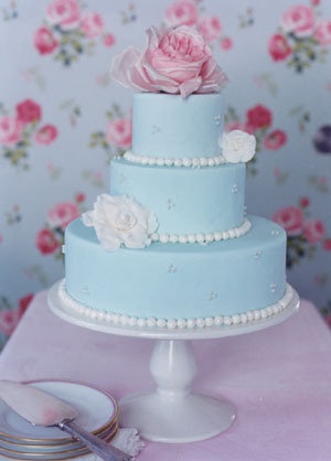 Baby Blue and Pink Wedding Cake Baby Blue and Pink Wedding Cake