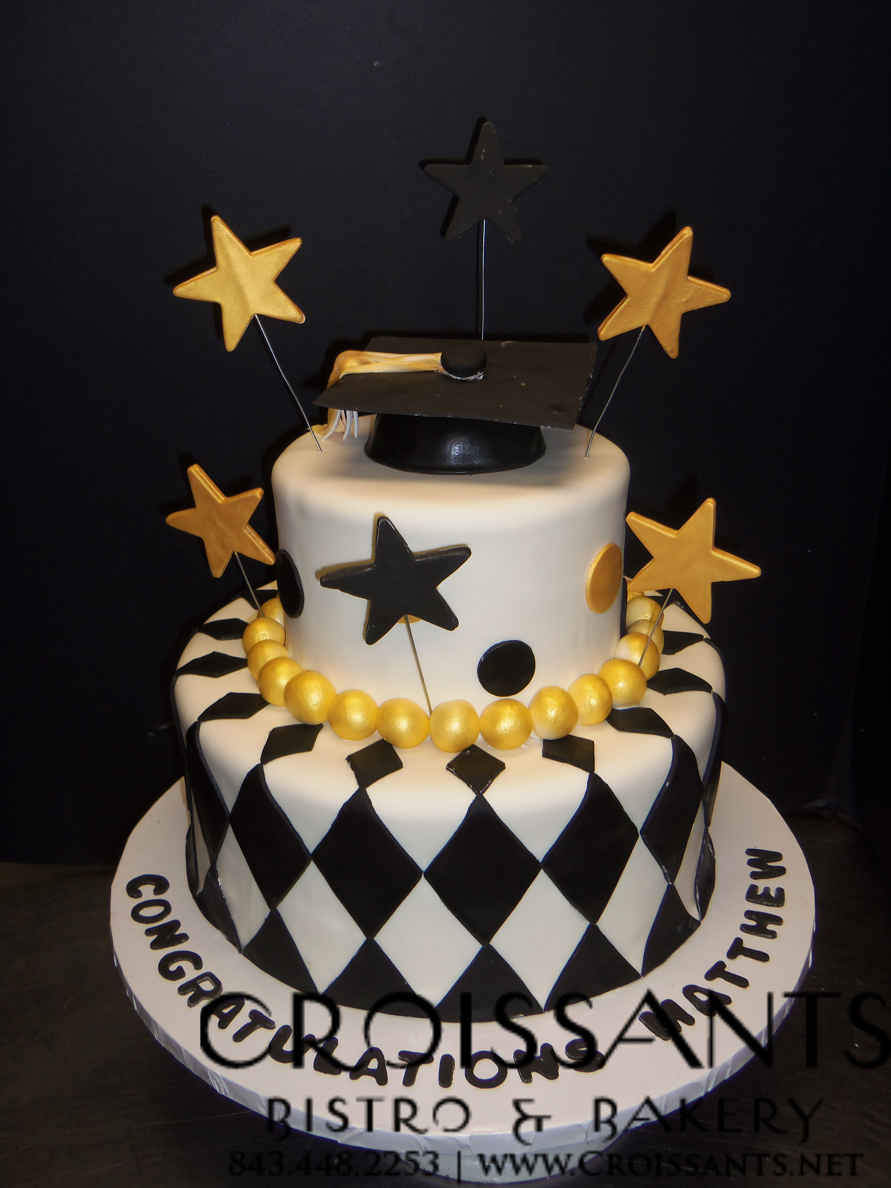 Black and Gold Graduation Cake Black and Gold Graduation Cake