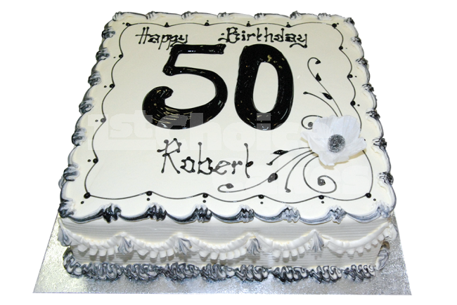 Black and White Square Birthday Cakes