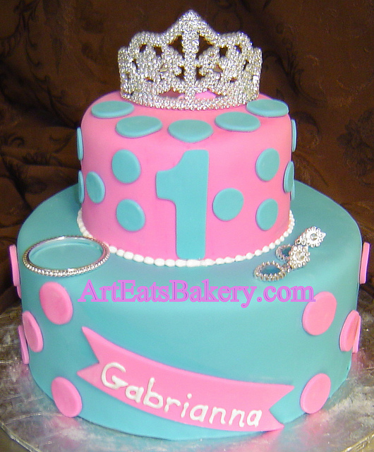 Blue and Pink Girls Birthday Cakes