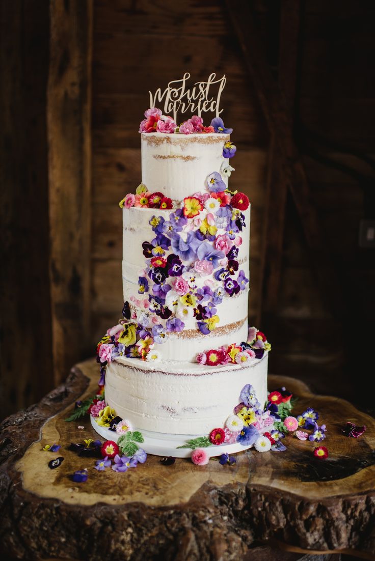Edible Flowers Wedding Cake Edible Flowers Wedding Cake