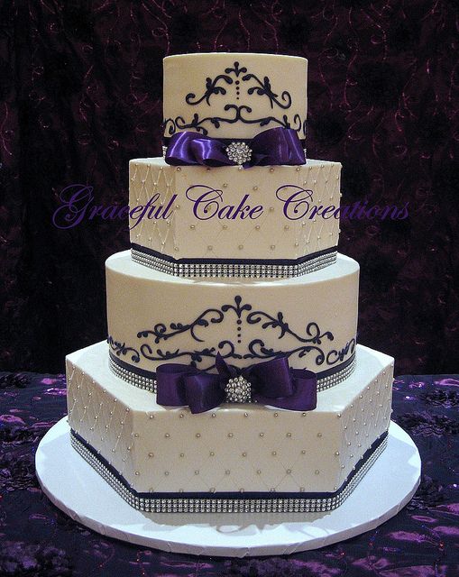 Elegant Blue and Purple Wedding Cakes