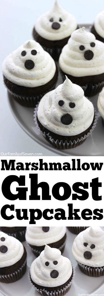 Halloween Ghost Cupcakes with Marshmallows