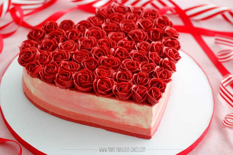 Heart Shaped Cake with Roses