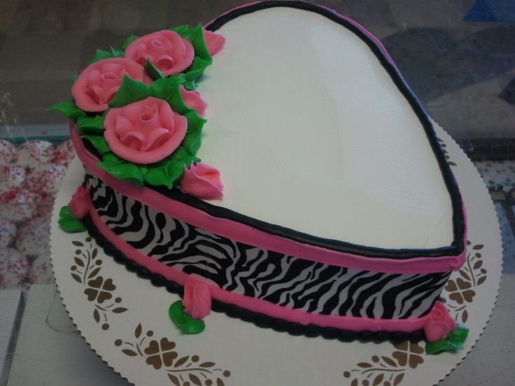 Heart Shaped Rose with Pink Layer Cake