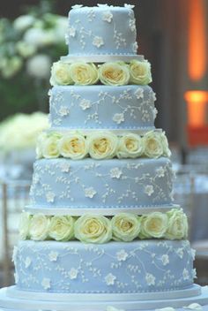 Light Blue and White Wedding Cake Light Blue and White Wedding Cake