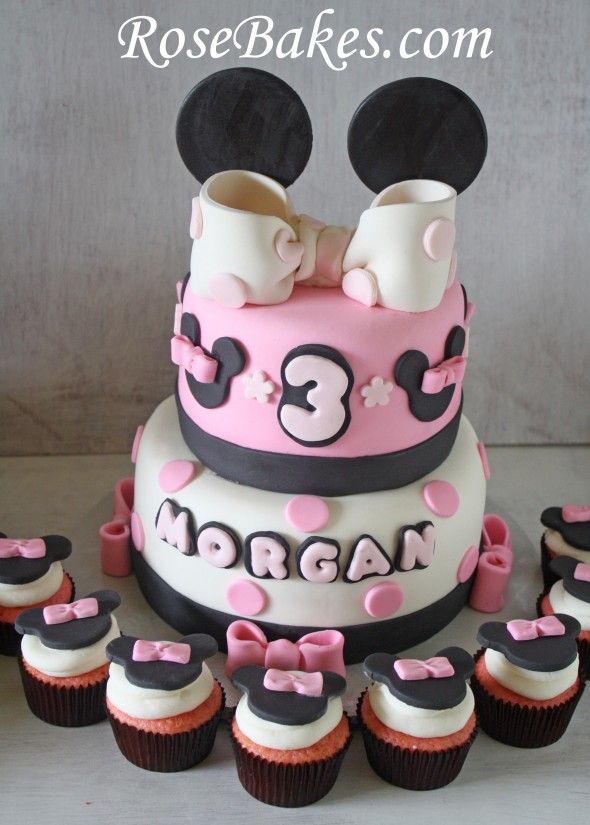 Minnie Mouse Birthday Cake and Cupcakes