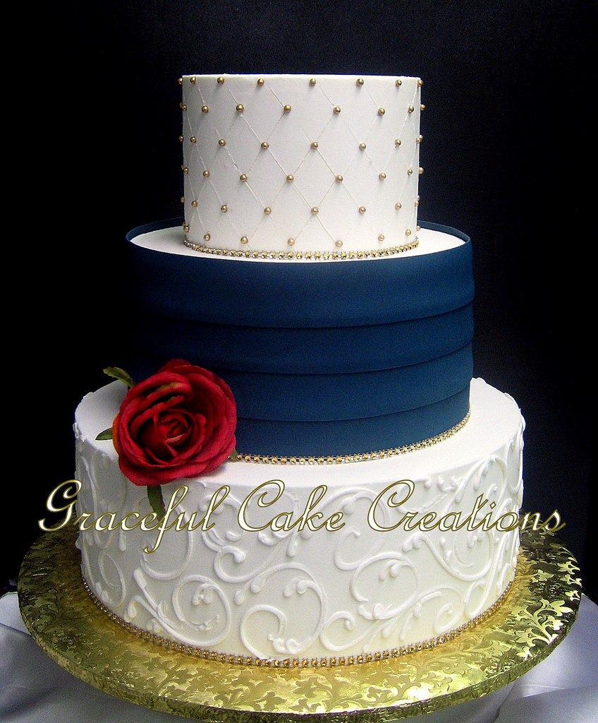 Navy Blue and Gold Wedding Cake Navy Blue and Gold Wedding Cake
