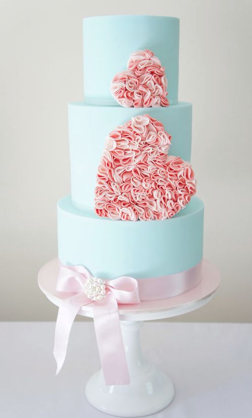 11 Photos of Cream Color Baby Blue And Red Wedding Cakes