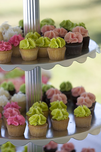 Pink and Green Cupcake Wedding Cake