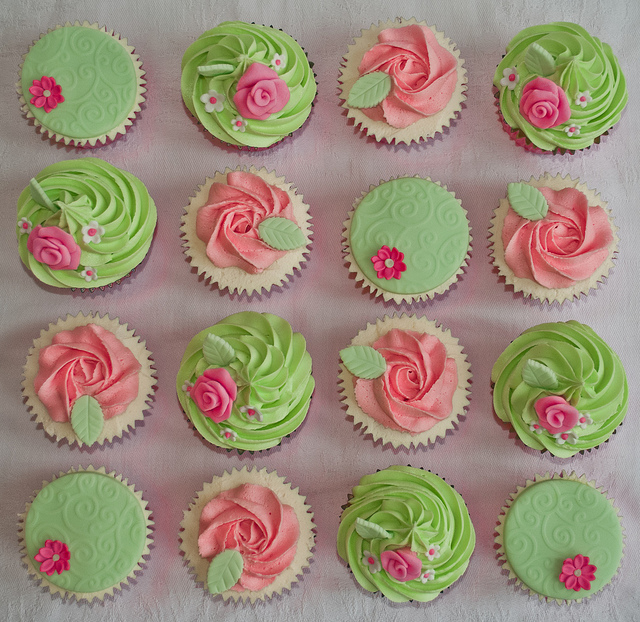 Pink and Green Cupcakes