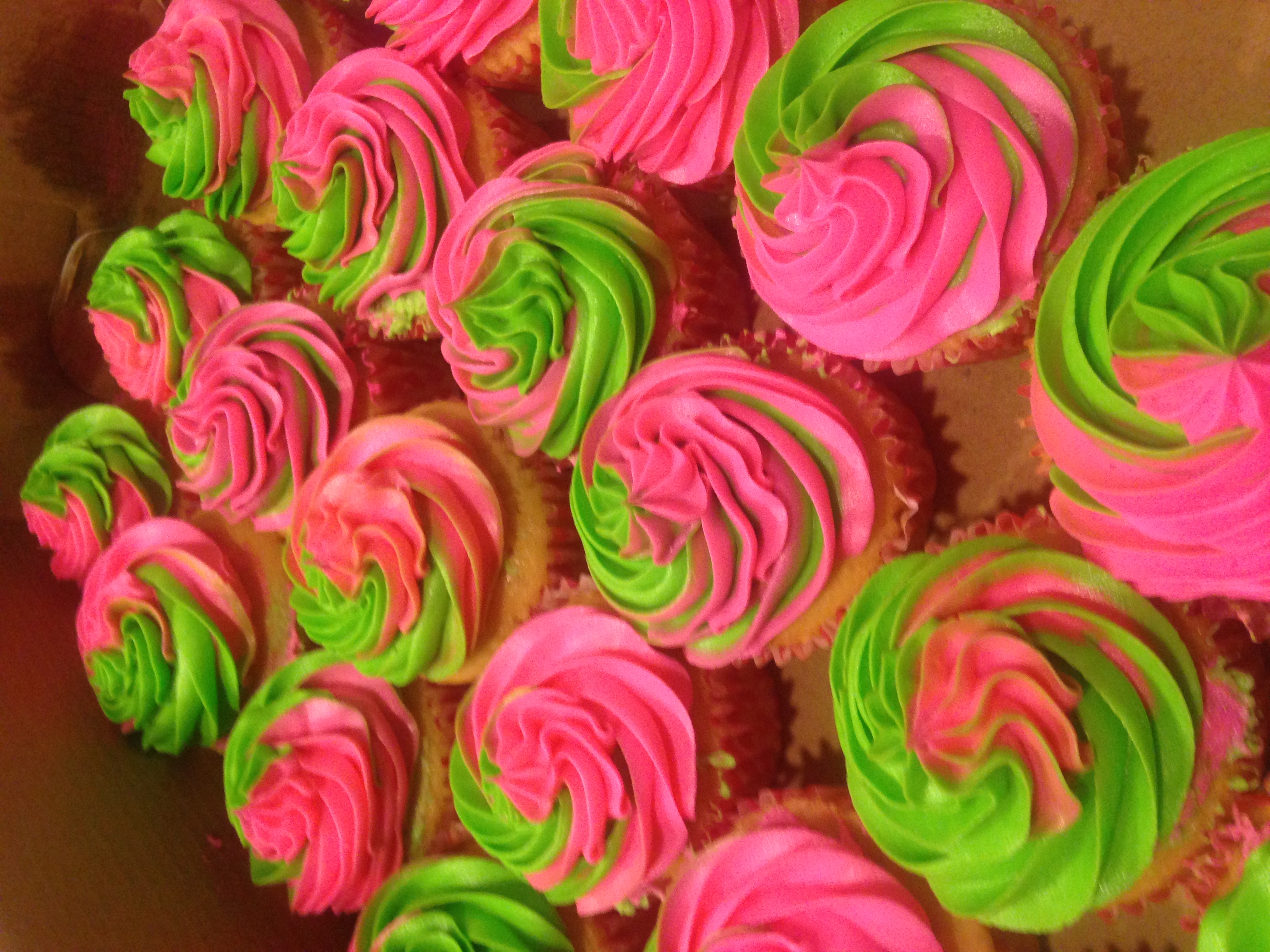 Pink and Green Cupcakes