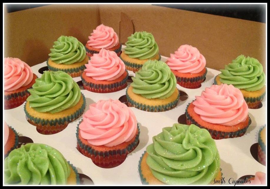 Pink and Green Swirl Cupcakes