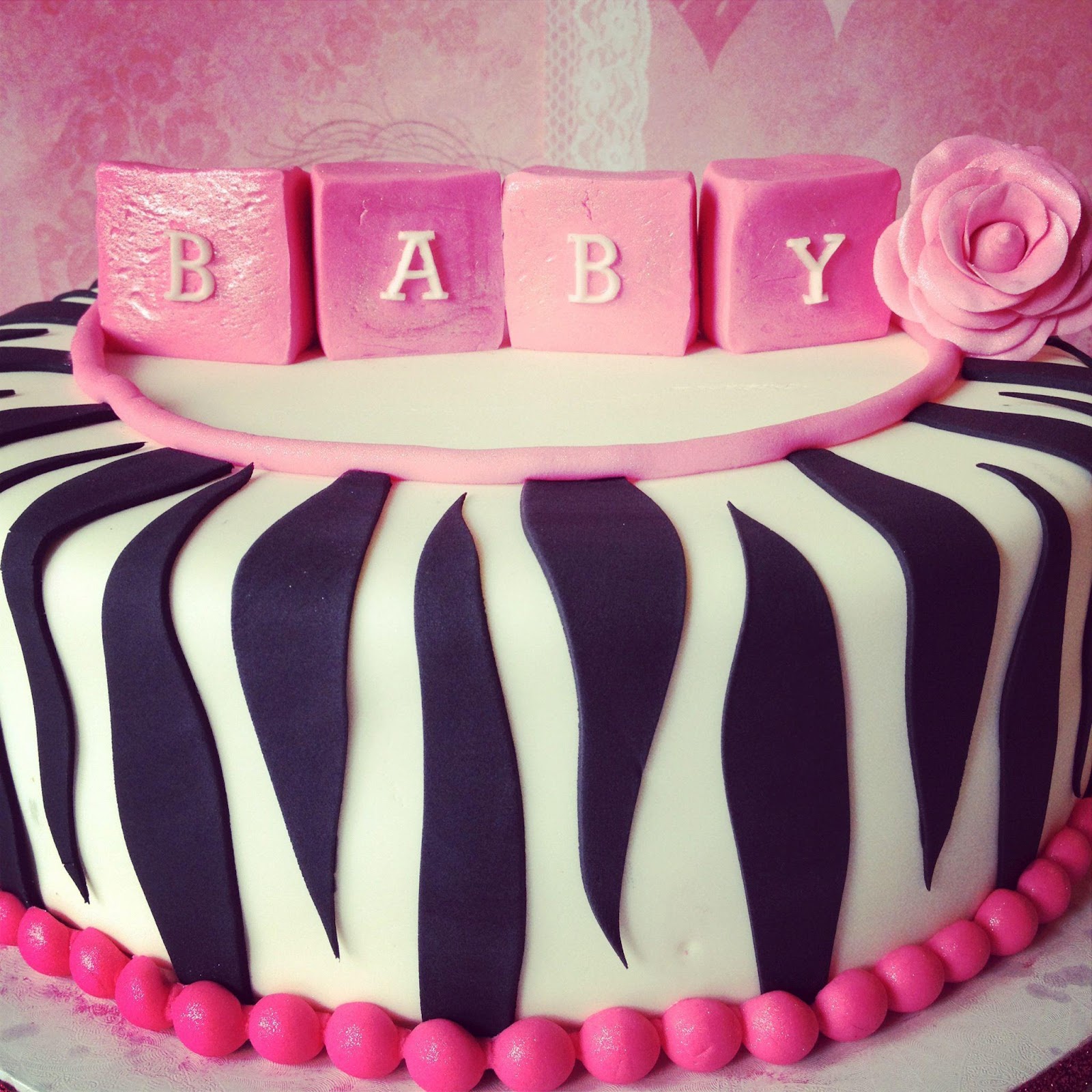 Pink Zebra Baby Shower Cake Pink Zebra Baby Shower Cake