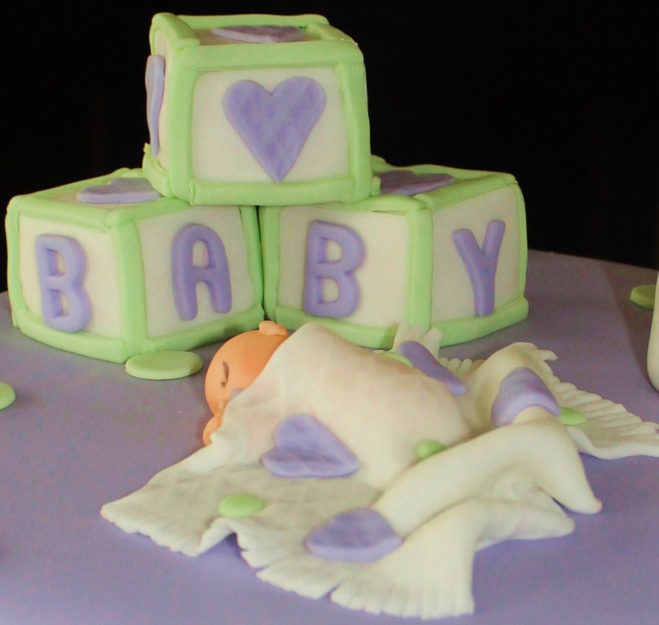 Purple and Green Baby Shower Cake Purple and Green Baby Shower Cake