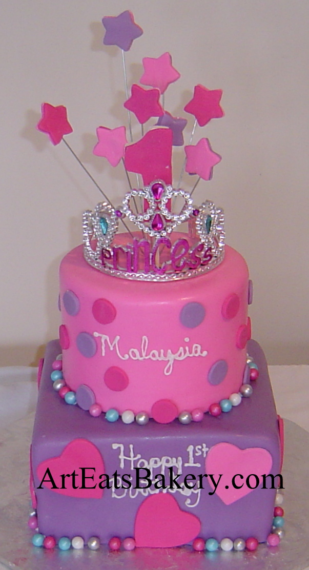 Purple and Pink 1st Birthday Cake