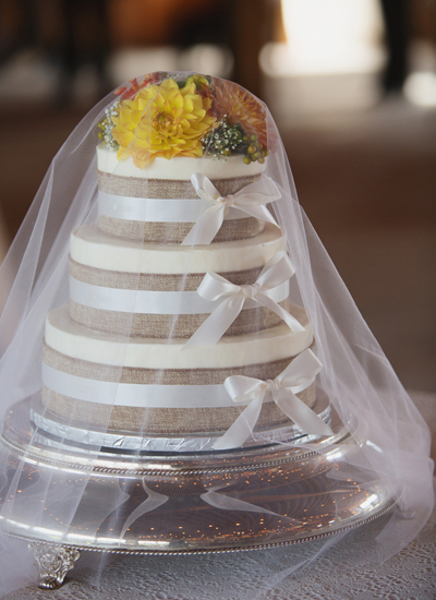 Wedding Cake with Burlap