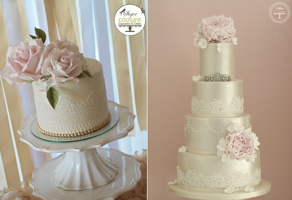 Wedding Cake with Edible Lace