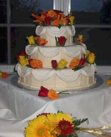 Wedding Cake with Fresh Flowers