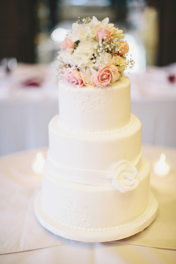 Wedding Cake with White Flowers