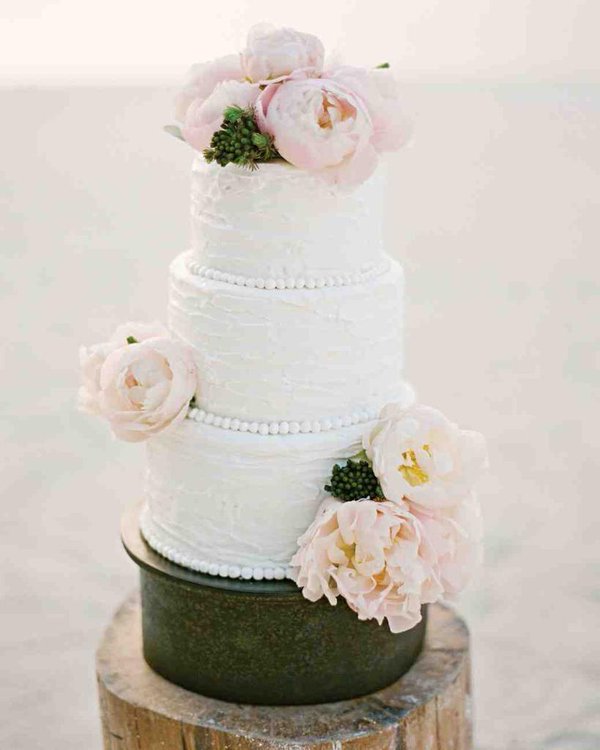 Wedding Cake with White Flowers