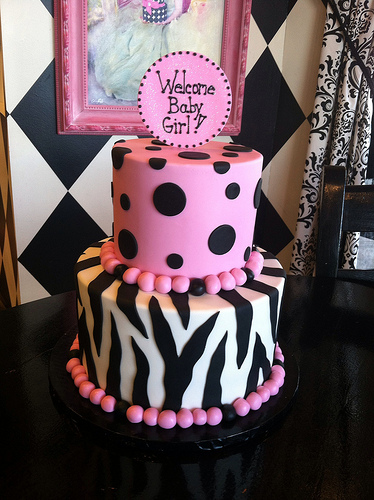 White and Pink Zebra Baby Shower Cake White and Pink Zebra Baby Shower Cake