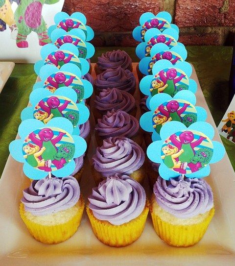 Barney Birthday Cupcakes