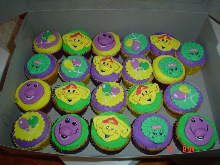 Barney Birthday Cupcakes