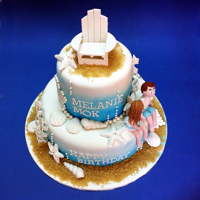 Beach Themed Fondant Cake Beach Themed Fondant Cake