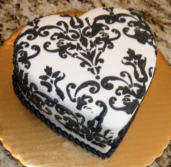 7 Photos of Damask Fondant Mini Cakes