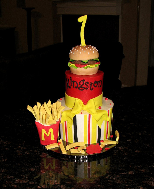 Cheeseburger and French Fry Cake