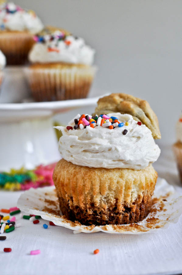 Chocolate Chip Cookie Bottom Cupcakes