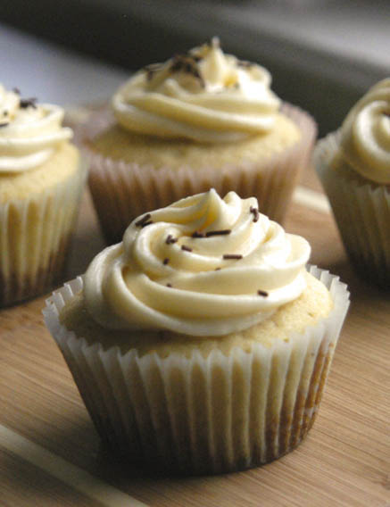 Chocolate Chip Cookie Bottomed Vanilla Cupcake