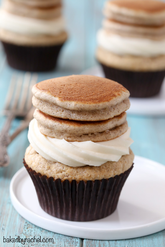 Cinnamon Pancakes with Maple Cream Cheese Frosting